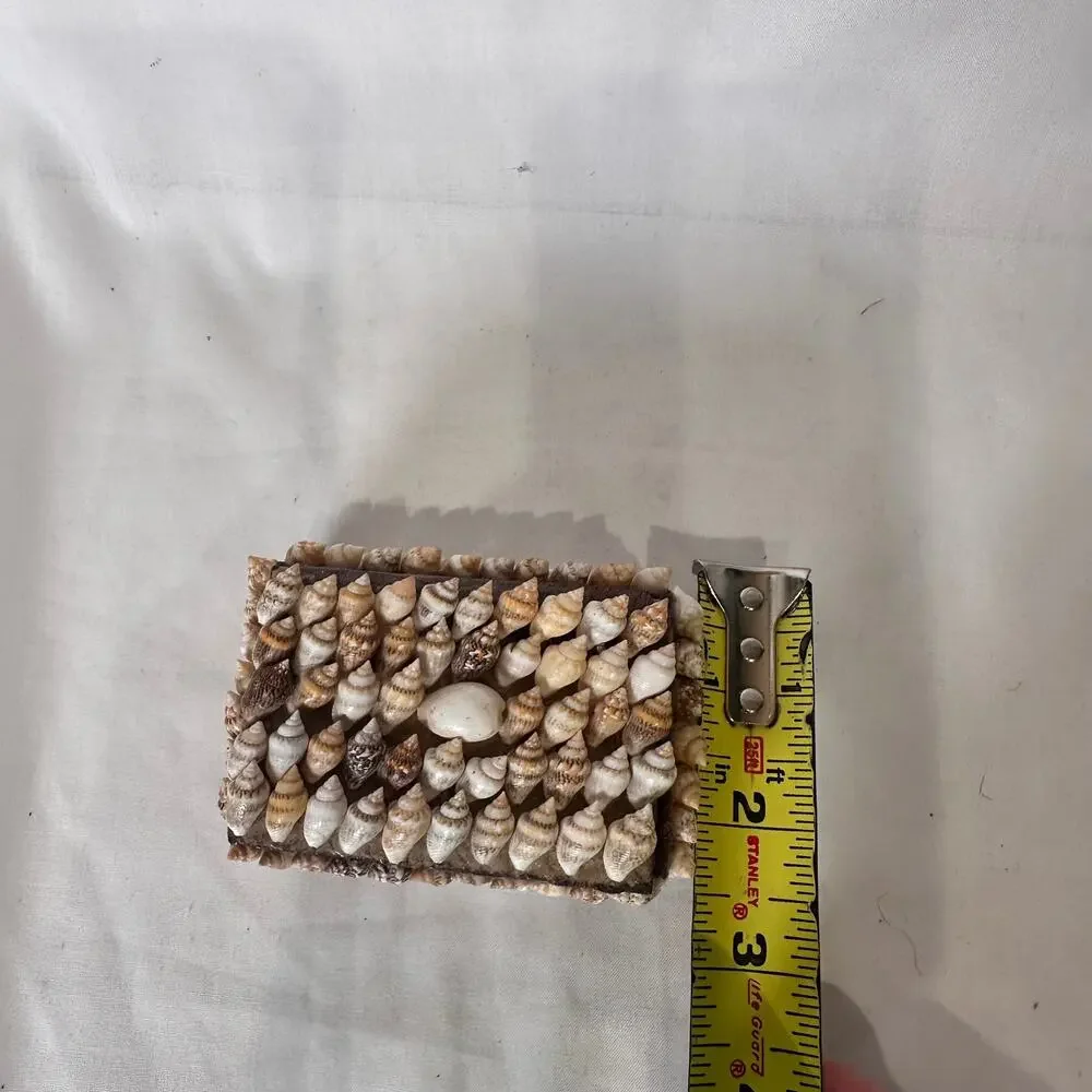 Vintage Encrusted Seashell Box Philippines Coastal Nautical Trinket Box Jewelry